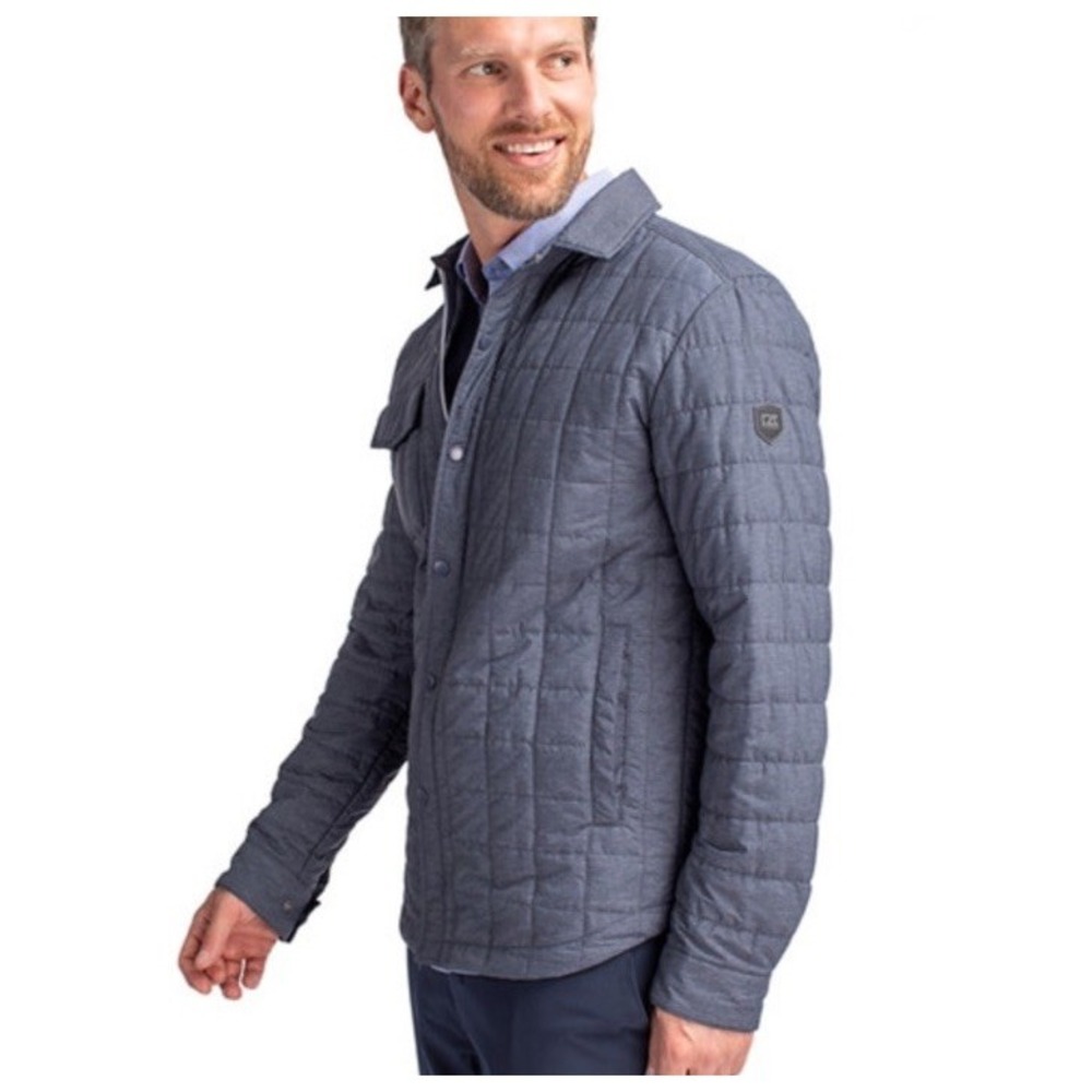 Cutter Buck NWT Rainier PrimaLoft Insulated Quilted Shirt Jacket Men Medium Gray